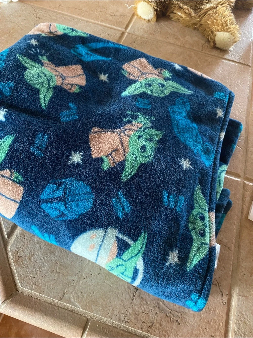 Disney Blue Baby Yoda Fleece Throw Blanket